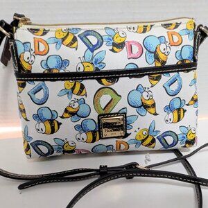 Dooney & Bourke Statement/Runway Bee & Logo Patterned over the shoulder purse!